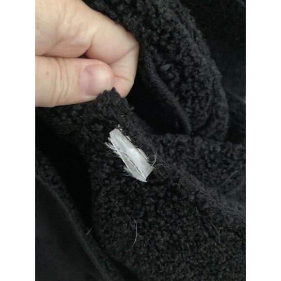 French Connection Faux Shearling Hooded Coat Jacket SMALL Black - Picture 7 of 13